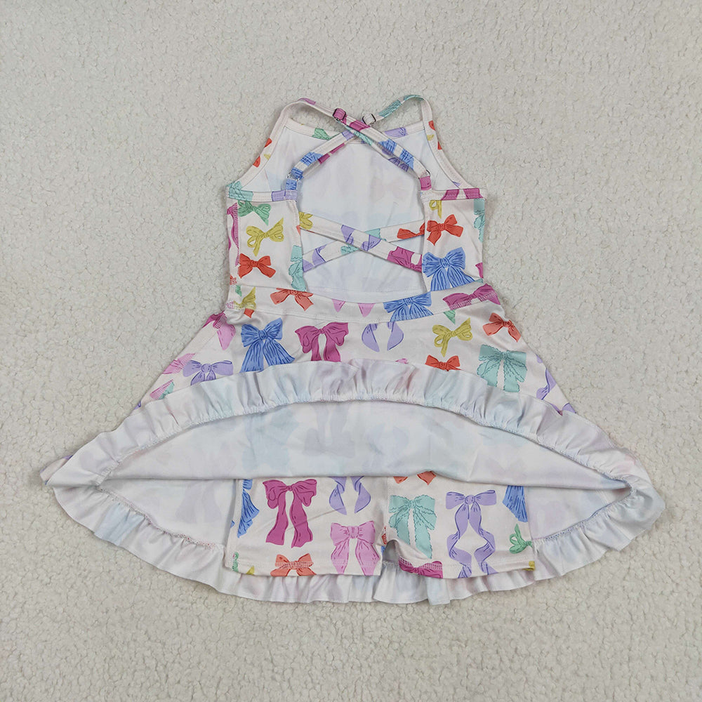 GSD2291 toddler girl clothes colorful bows athletic summer yoga dresses