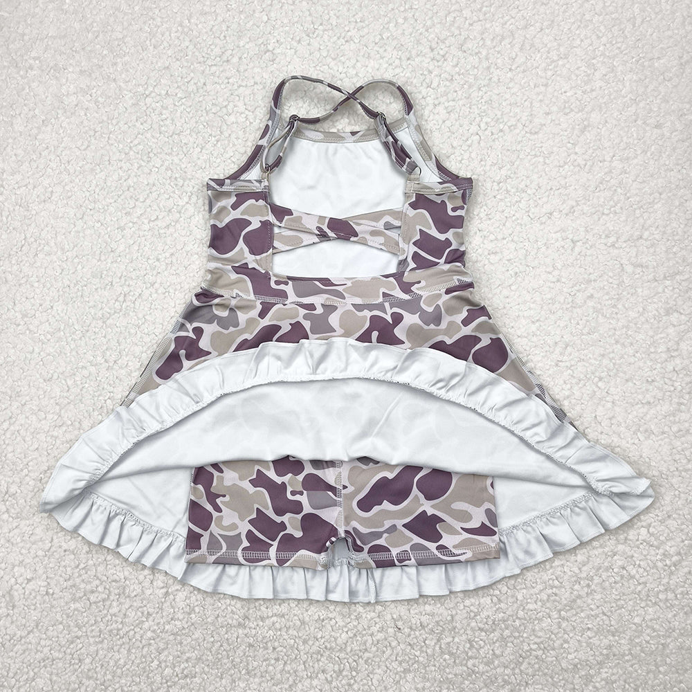 GSD2312 toddler girl clothes grey camouflage athletic summer yoga dresses