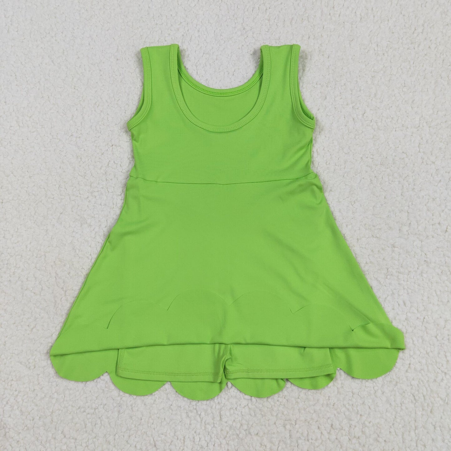 GSD2351 Baby Girls Sleeveless Green Yoga Active Shorts Knee Length Dresses