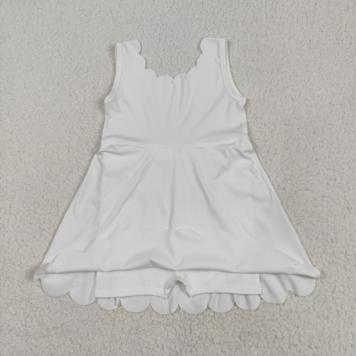 GSD2370 Baby Girls Sleeveless White Yoga Active Shorts Knee Length Dresses