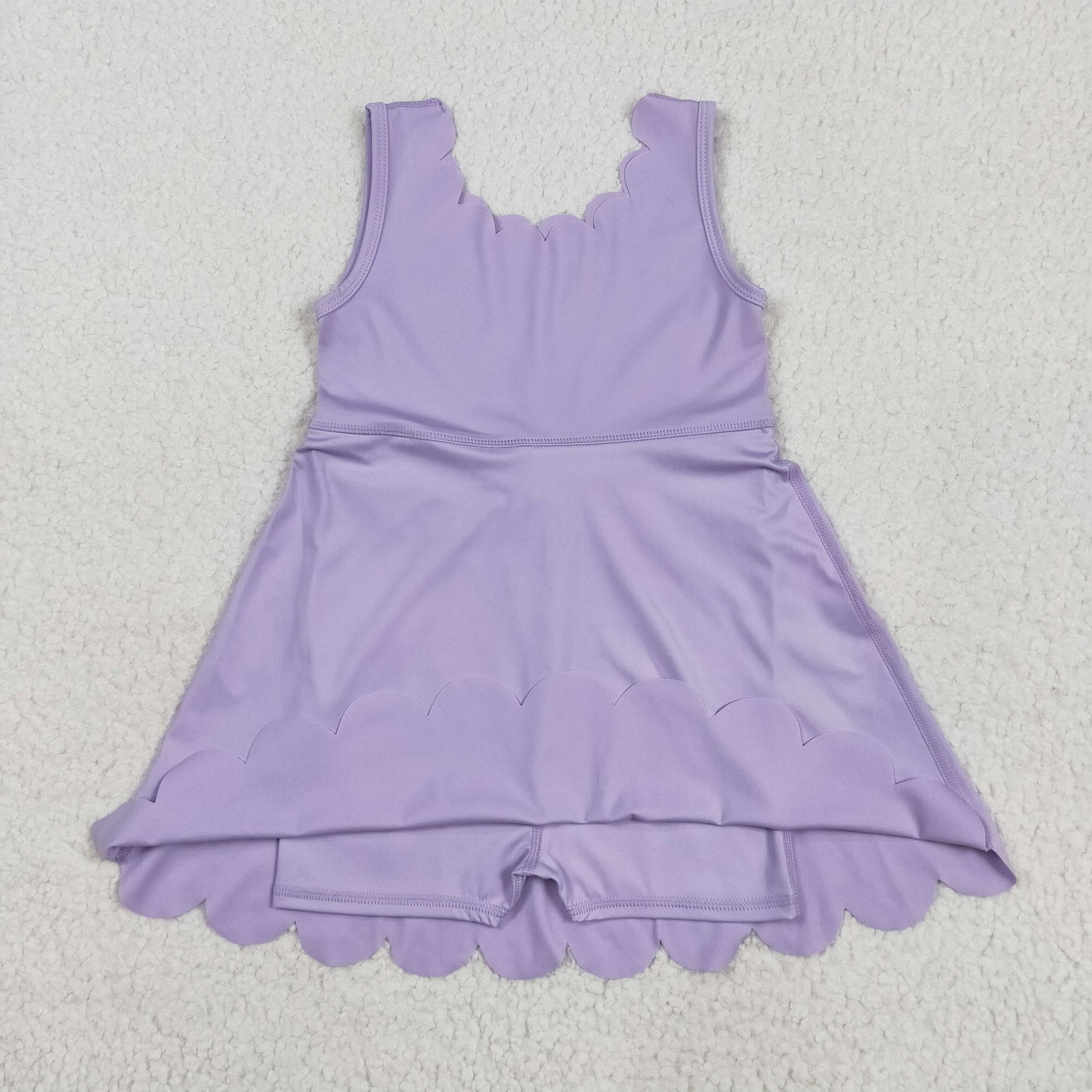 GSD2372 Baby Girls Sleeveless Lavender Yoga Active Shorts Knee Length Dresses