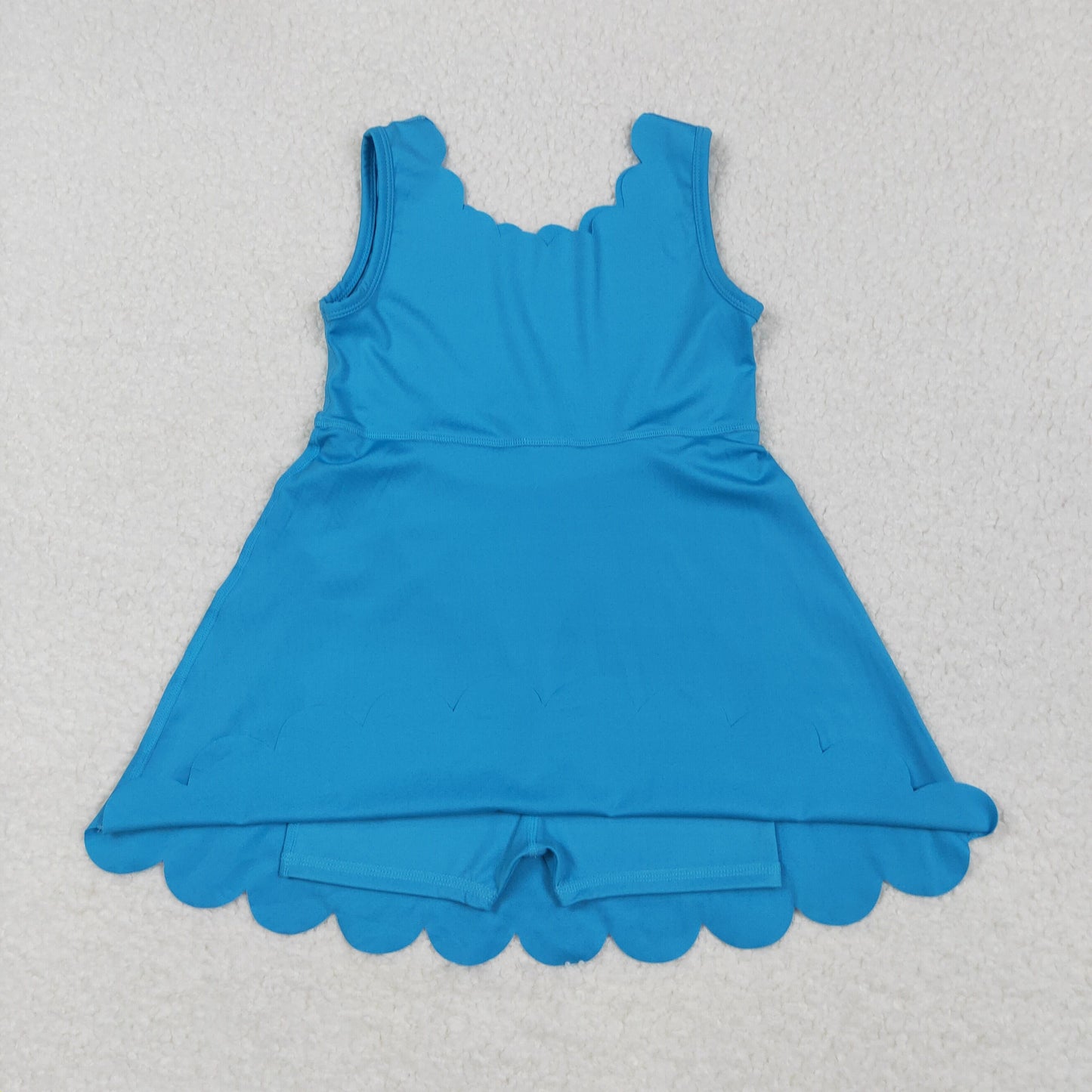 GSD2375 Baby Girls Sleeveless Hot Blue Yoga Active Shorts Knee Length Dresses