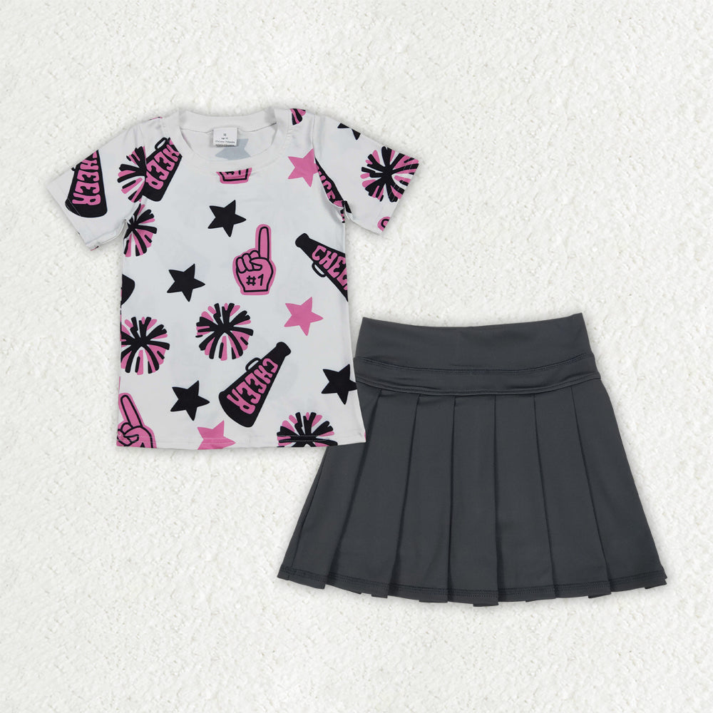 GSD2715 Pink Cheer Top Yoga Skorts Shorts Boutique Outfits Sets