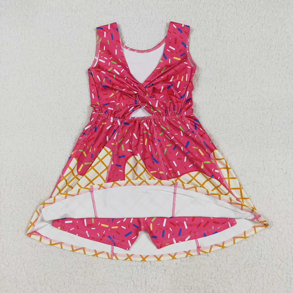 GSD2747 toddler girl clothes pink team drips sprinkles athletic summer yoga dresses