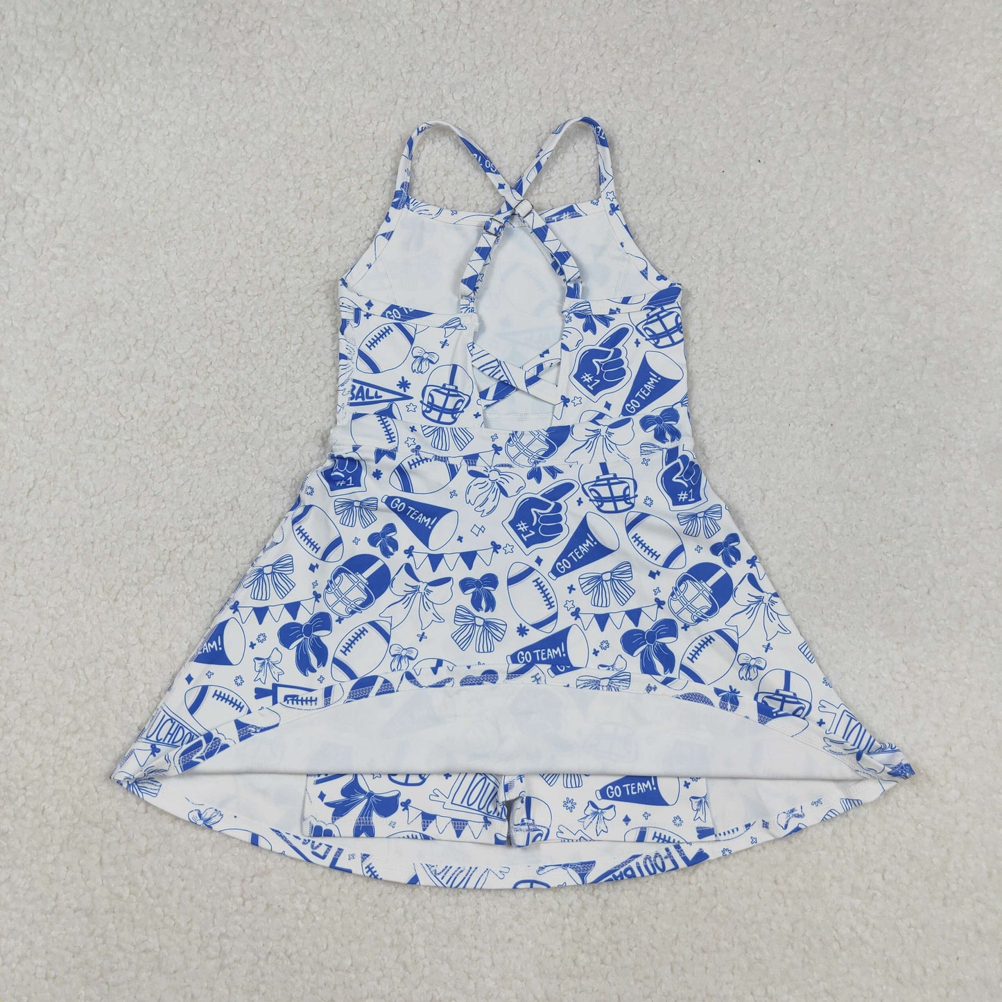 GSD2778 Baby Girls Strap Blue Go Team Shorts Yoga Active Knee Length Dresses