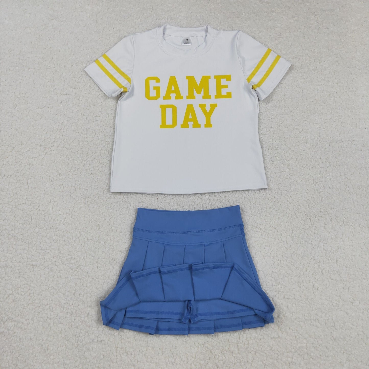 Sibling Baby Girls Game Day Tee Shirts Tops Pleated Skirts Short Yoga Active Team Clothes Sets