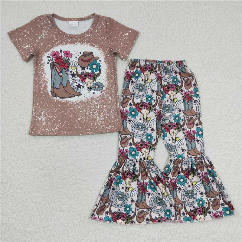 Cowgirl boot T-shirt bell bottoms set GSPO0290