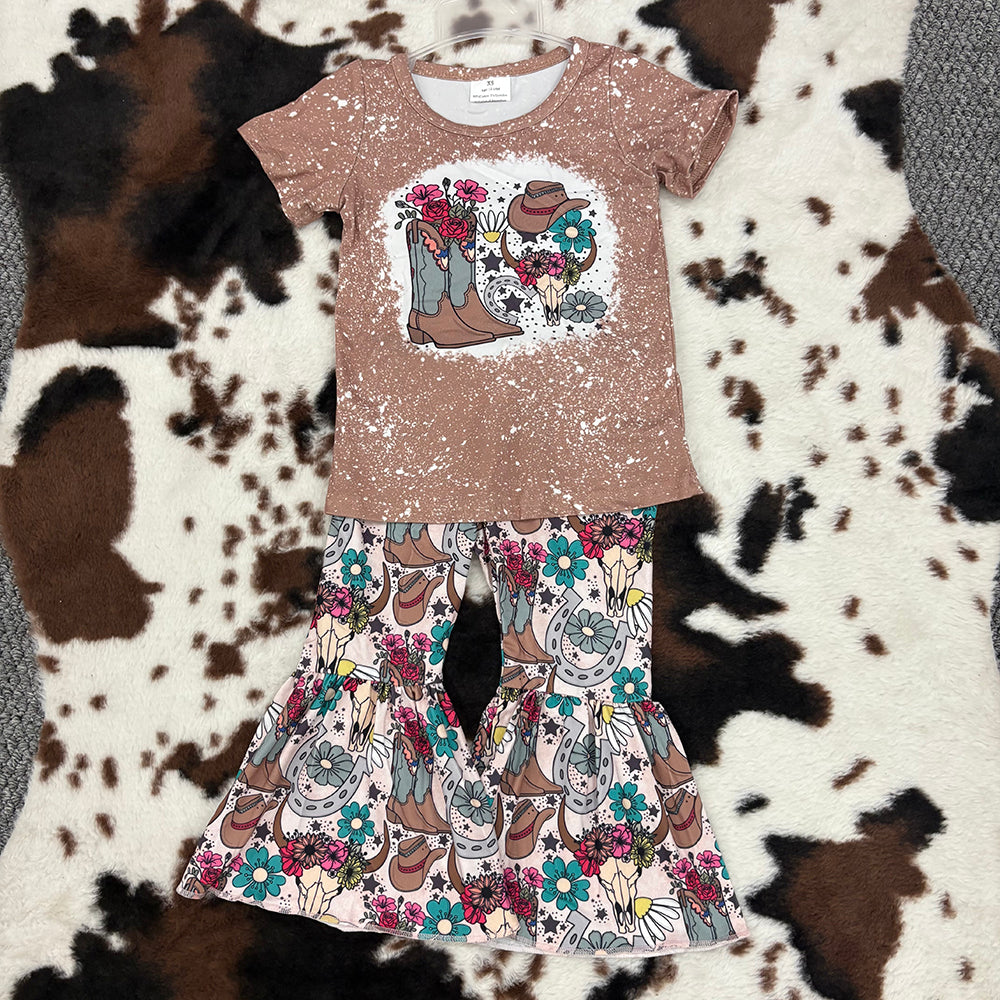 Cowgirl boot T-shirt bell bottoms set GSPO0290