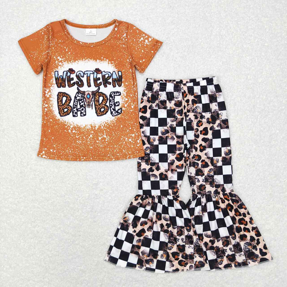 Sibling Baby Girls Western Shirts Bell Bottom Pants Outfits Sets