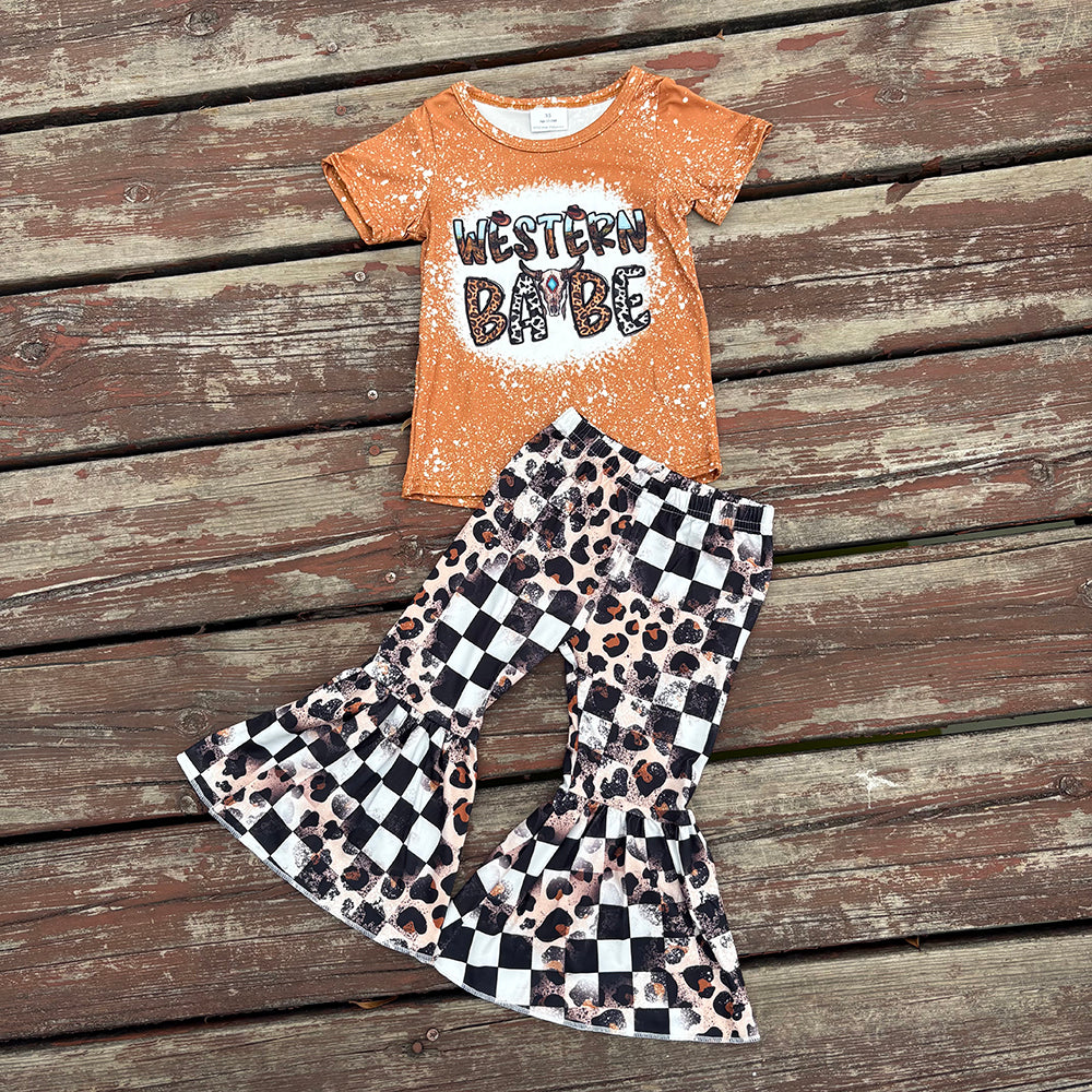 GSPO0388 baby girl clothes girl western baby bell bottom outfit