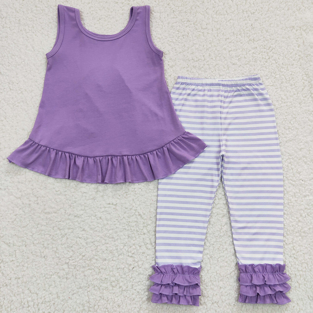 GSPO0506 baby girls purple back bow tunic icing pants outfits