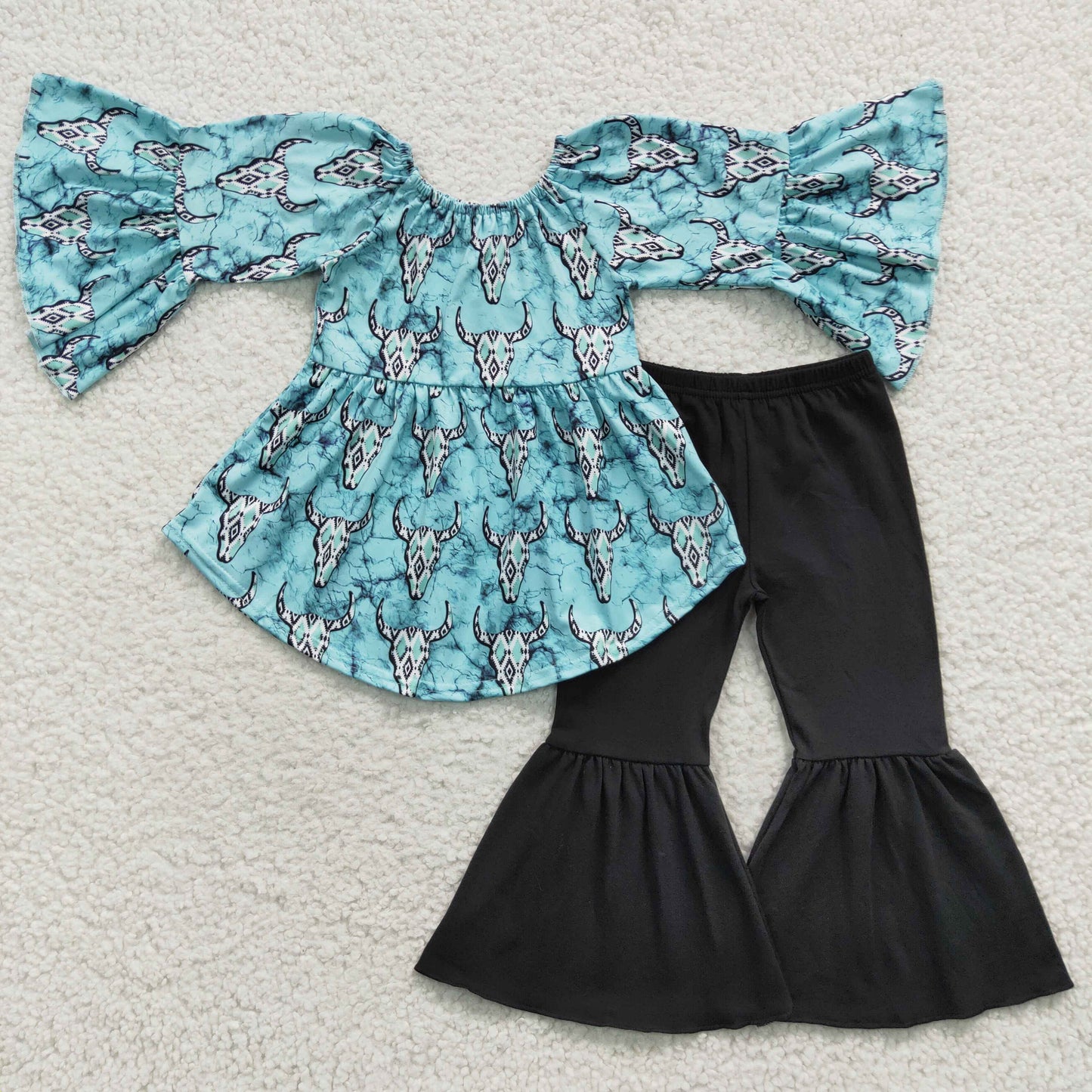 kids girls western cow tops bottoms sets GSPO0666