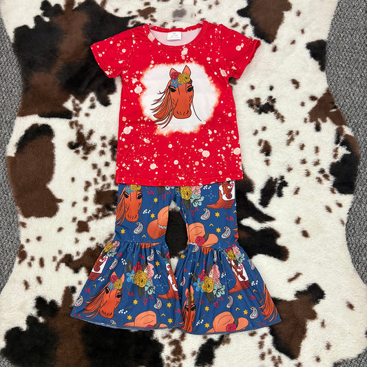 GSPO0869 baby girl clothes cowgirl bell bottom outfit
