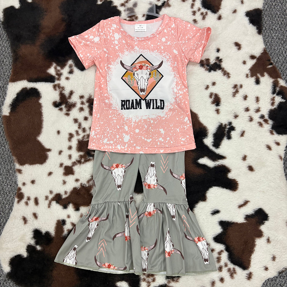 GSPO0914 toddler girl clothes roam wild girl bell bottom outfit