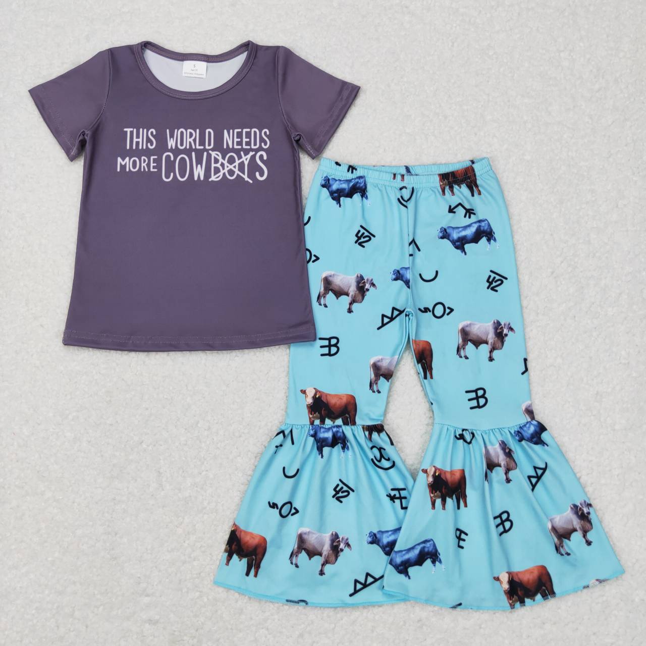 GSPO0939 Girls Clothes Cowboy Girls Flared Pants Suit