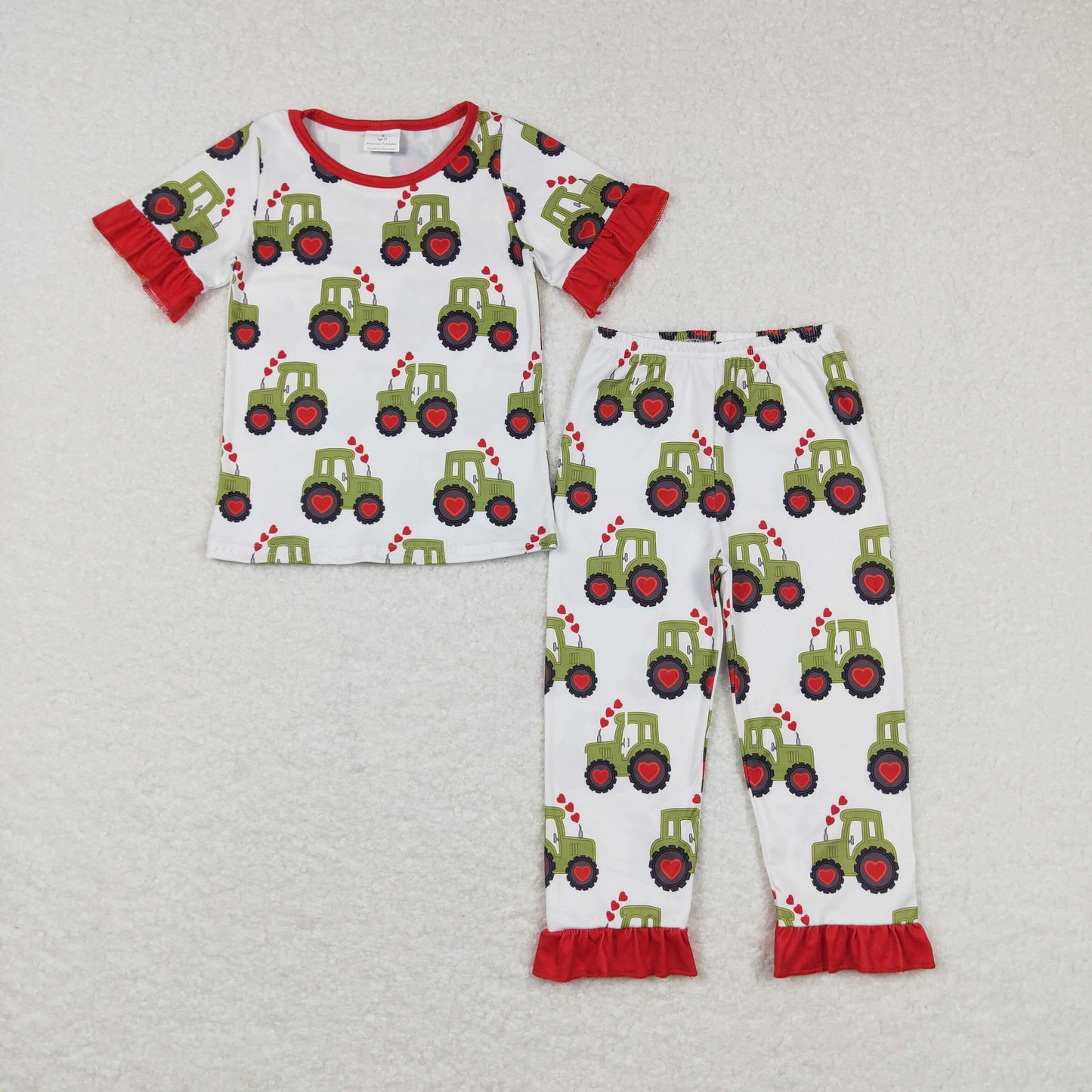Sibling Baby Boys Girls Heart Trucks Top Pant Valentine Pajamas Sets