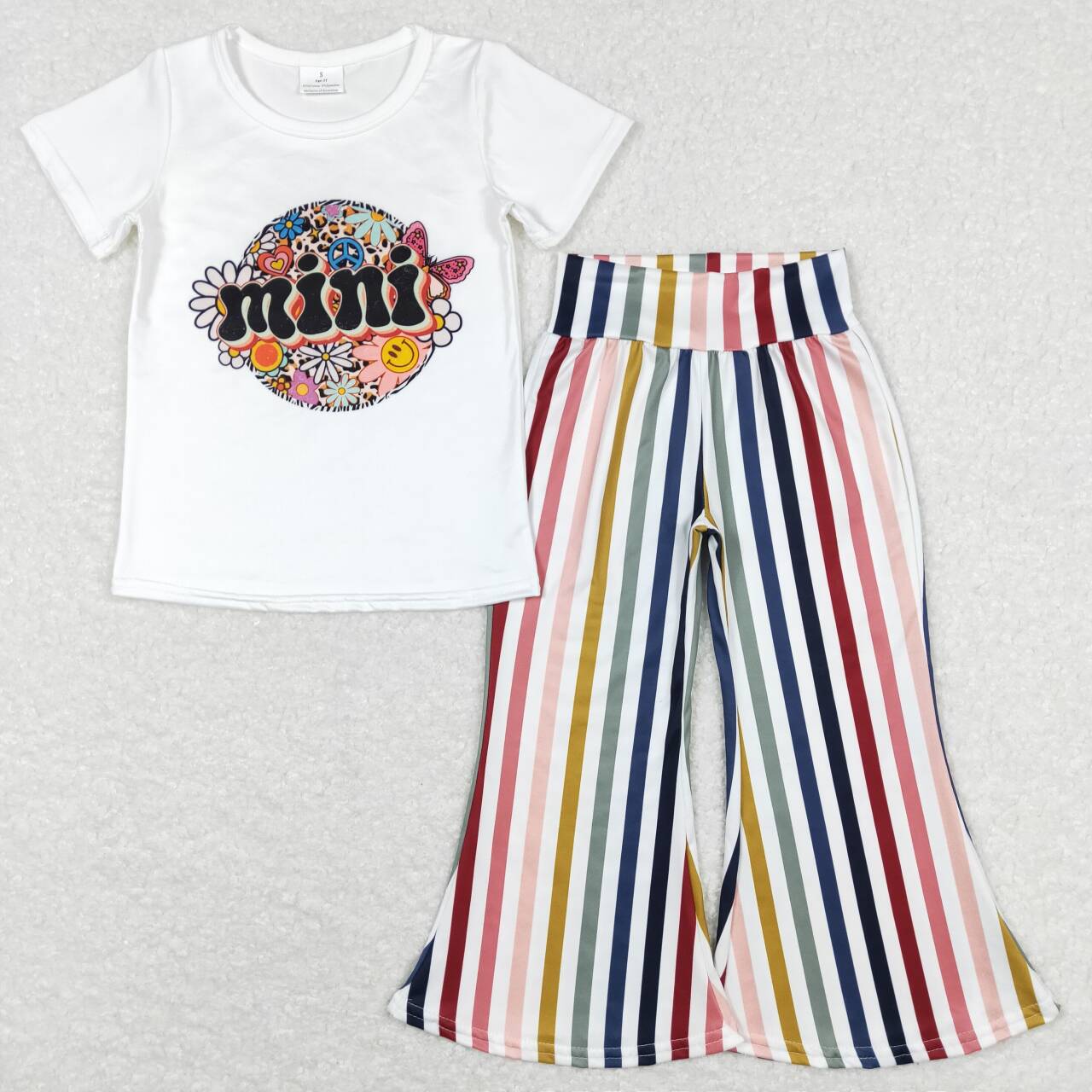GSPO1114 baby girl clothes girl mini smile bell bottom outfit