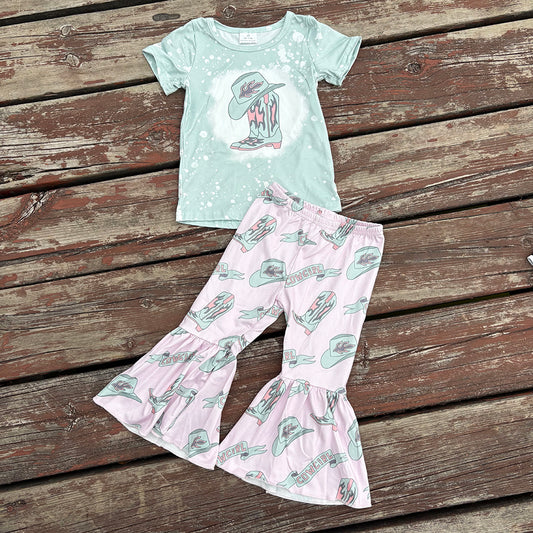 GSPO1232  baby girl clothes cowgirl boots girl bell bottoms outfit