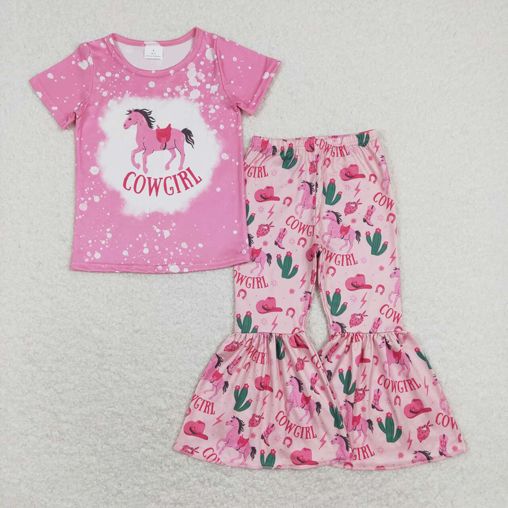 GSPO1238 baby girl clothes girls cowgirl bell bottoms outfit