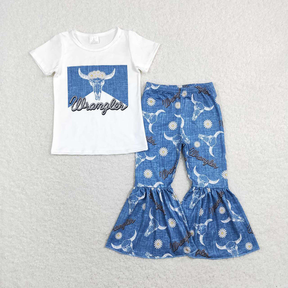 Sibling Baby Girls Western Shirts Top Bell Bottom Pants Outfits