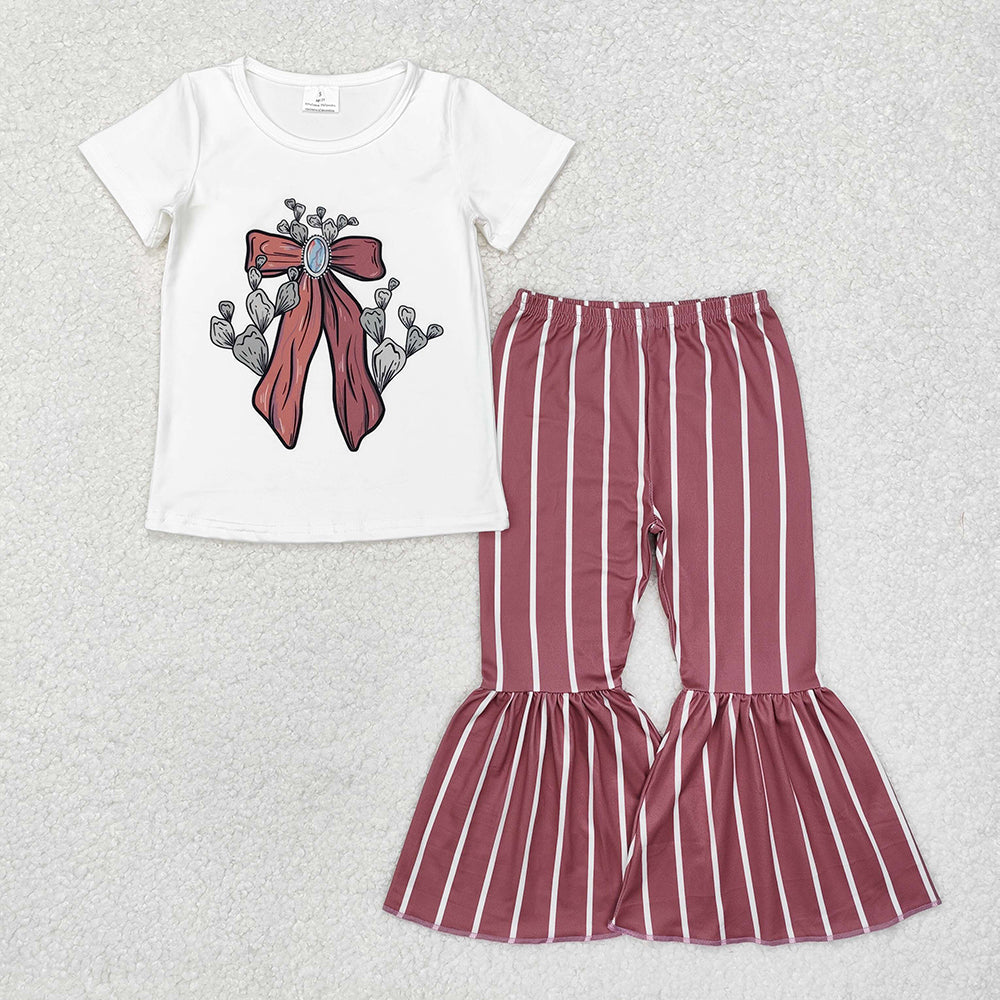 Sibling Baby Girls Western Shirts Top Bell Bottom Pants Outfits