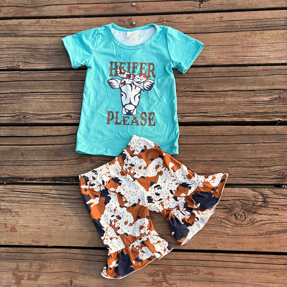 Sibling Baby girls cowgirls summer shirts shorts western outfits sets