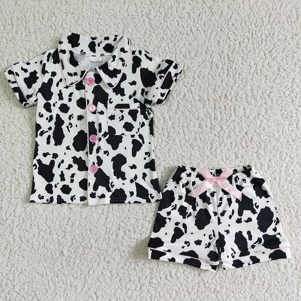 6 Colors Western Girls Boys Button Up Pajamas Sets