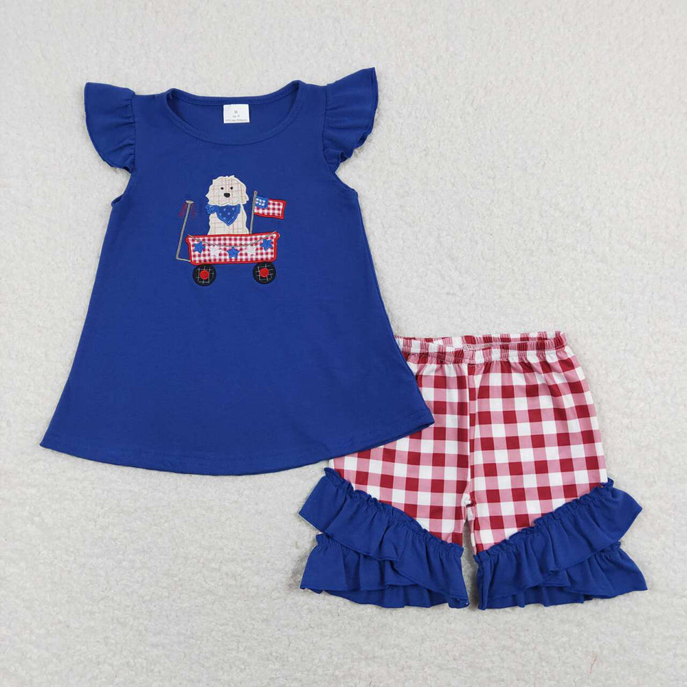GSSO0460 baby girl clothes dog 4th of July summer outfits