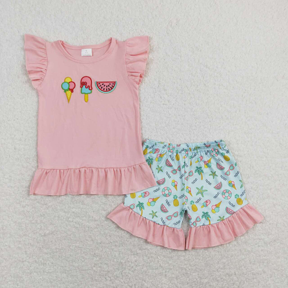 GSSO0509 baby girl clothes girl watermelon ice cream summer outfits
