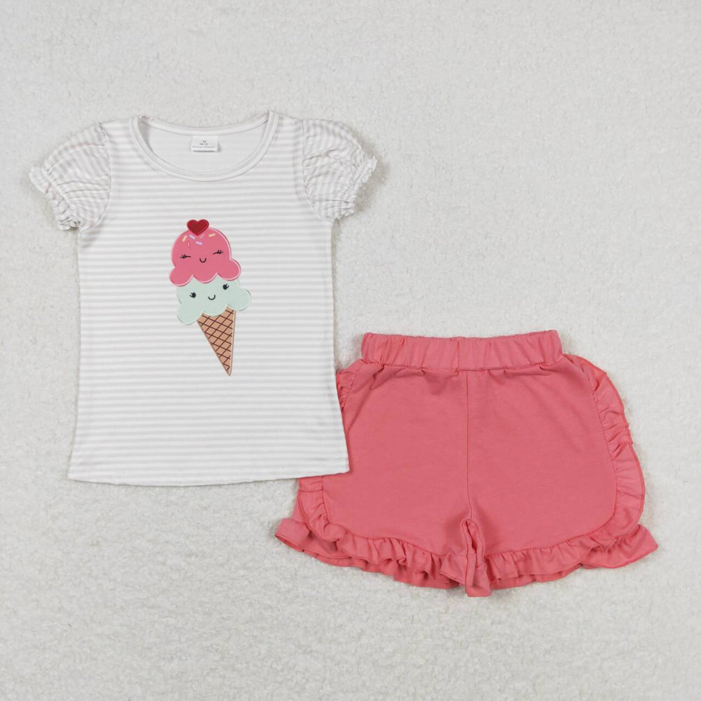 GSSO0579 baby girl clothes ice cream girl summer outfits