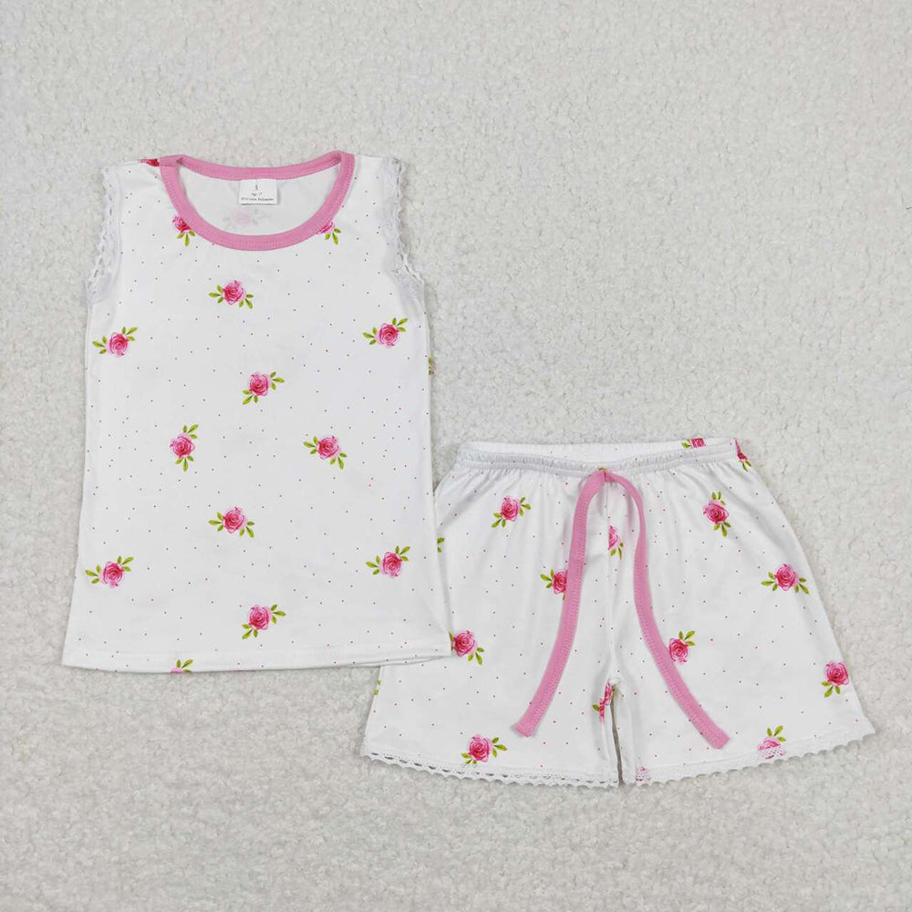 GSSO0694 baby girl clothes pink small floral toddler girl summer outfits