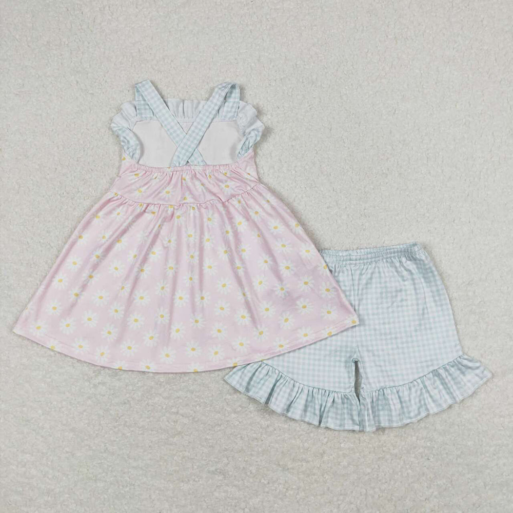 GSSO0724 baby girl clothes daisy flower summer outfits sets