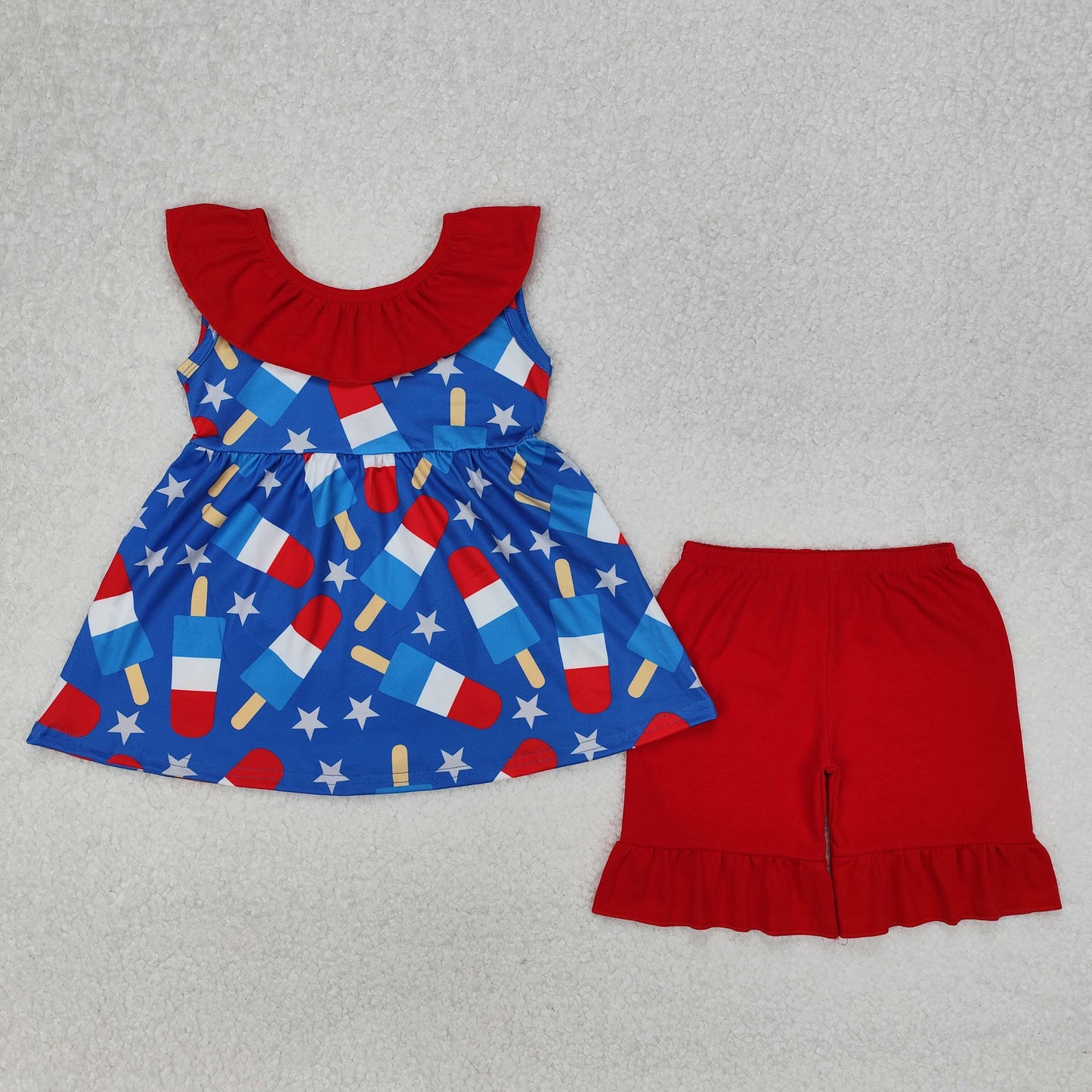 Sibling Baby Girls Sleeveless Floral Print Bow Tunic Ruffle Shorts Clothes Sets