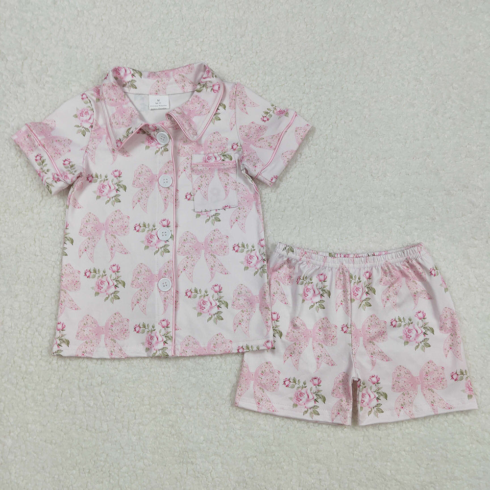 6 Colors Western Girls Boys Button Up Pajamas Sets