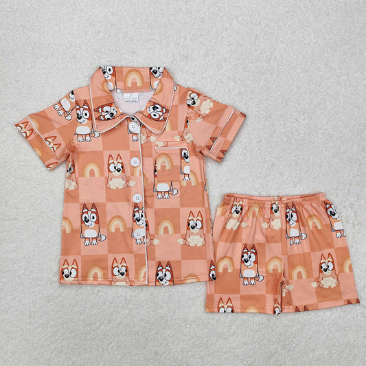 GSSO1801 baby clothes cartoon dog rainbow toddler girls summer pajamas