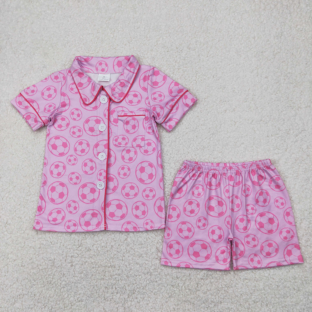 GSSO1957 Girls Buttons Soccer Fashion Wear Cows Pajamas