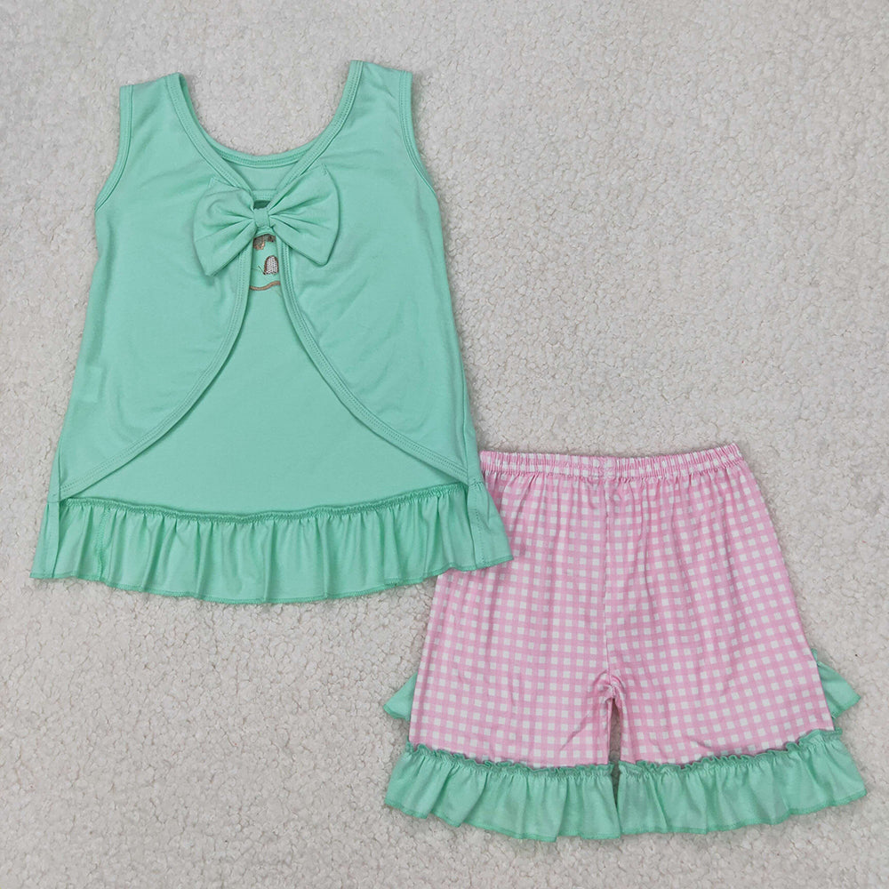 Sibling Embroidery Baby Girls Castle Star Summer Outfits Sets