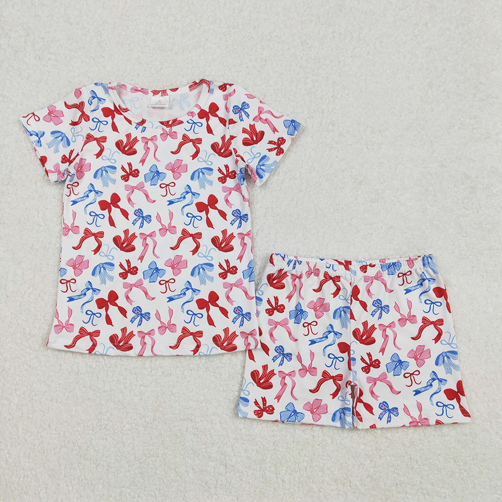 GSSO1992 Baby girls 4th of july bows shirts shorts outfits
