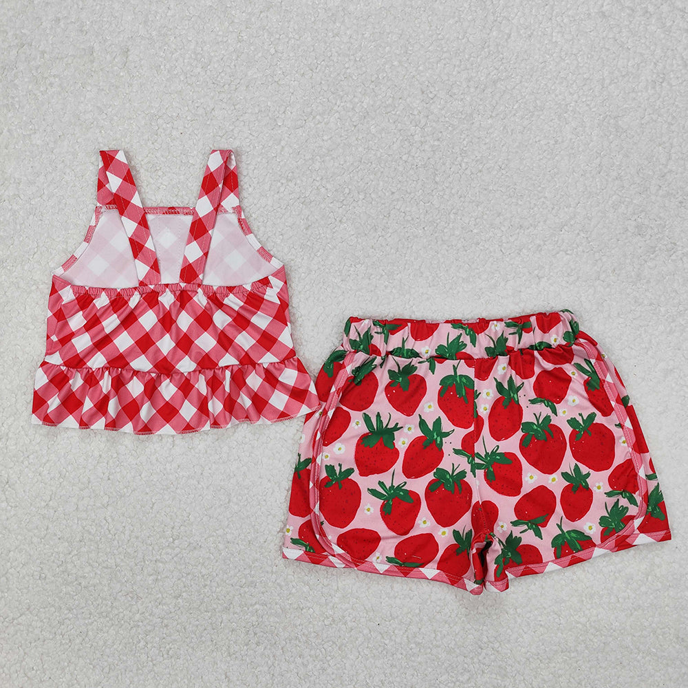 Sibling Baby Girls Summer Straps Top Shorts Clothes Sets