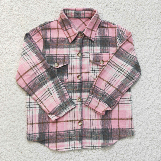 Girls Pink Plaid T-shirts  GT0094