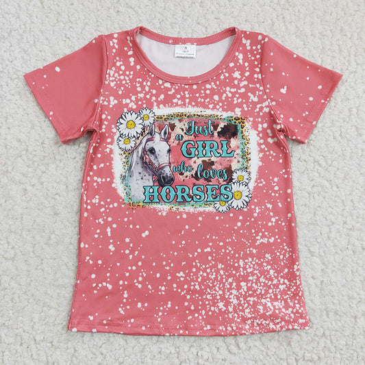 Toddler Cowgirls Just A girl who loves horses Pink Flowers Shirts