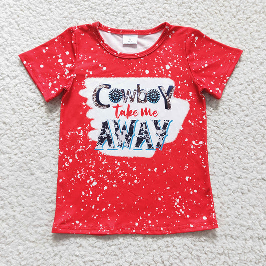 Toddler Cowboy Take Me Away Red Bleached Shirts GT0105