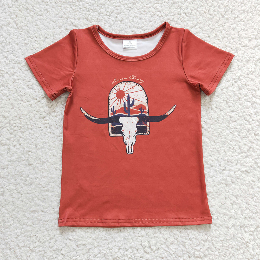 Toddler Cowgirls Cow Skull Short Sleeve Tee Western Shirts