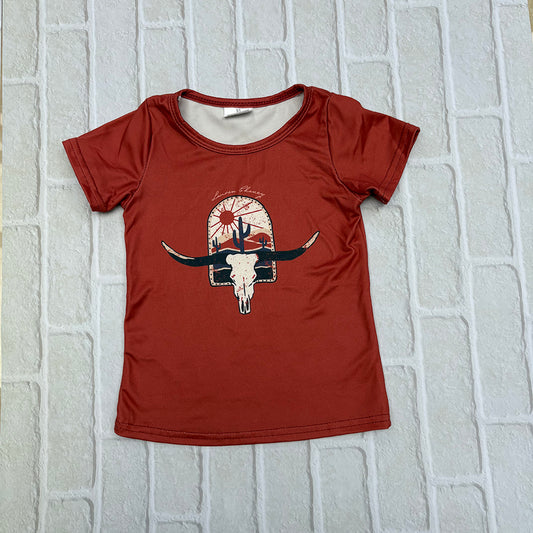 Toddler Cowgirls Cow Skull Short Sleeve Tee Western Shirts