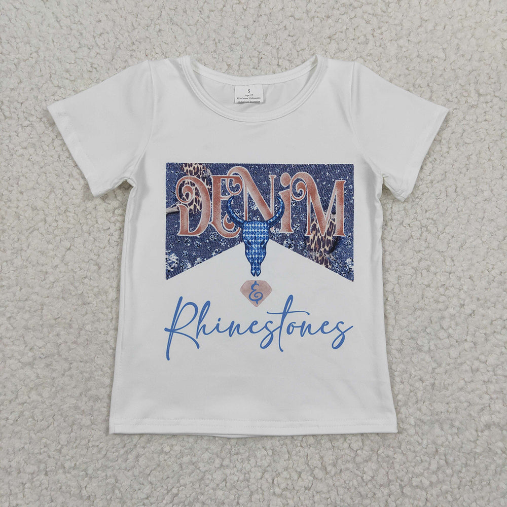 rhinestones baby kids cow denim Shirts GT0133