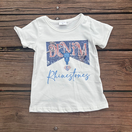 rhinestones baby kids cow denim Shirts GT0133