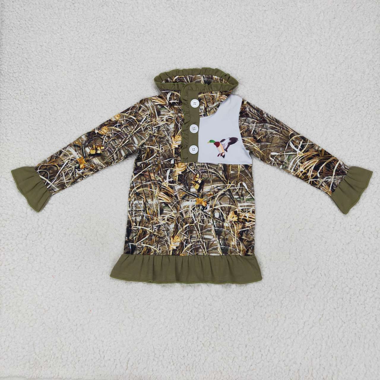 GT0312 girls green duck print polo shirt