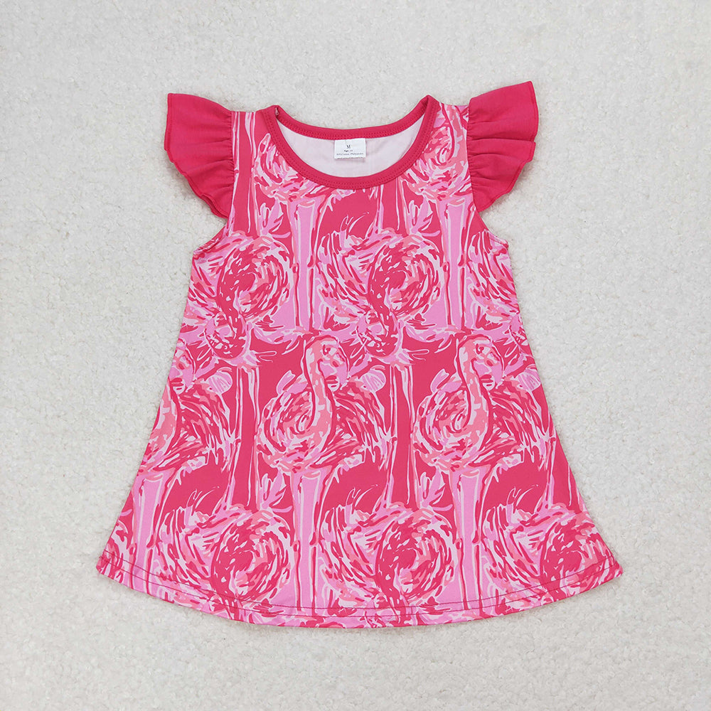 GT0565 baby girls clothes pink flamingo summer tshirts