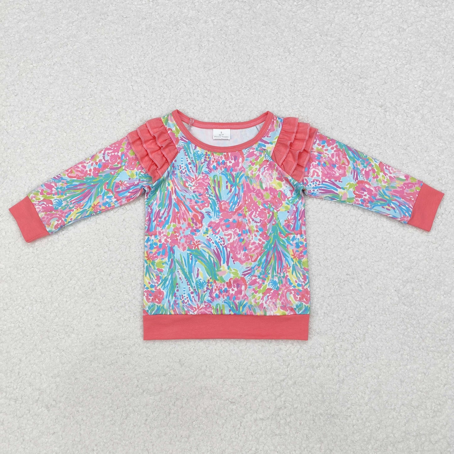 Sibling Baby Girls Colorful Bows Floral Tee Shirts Top