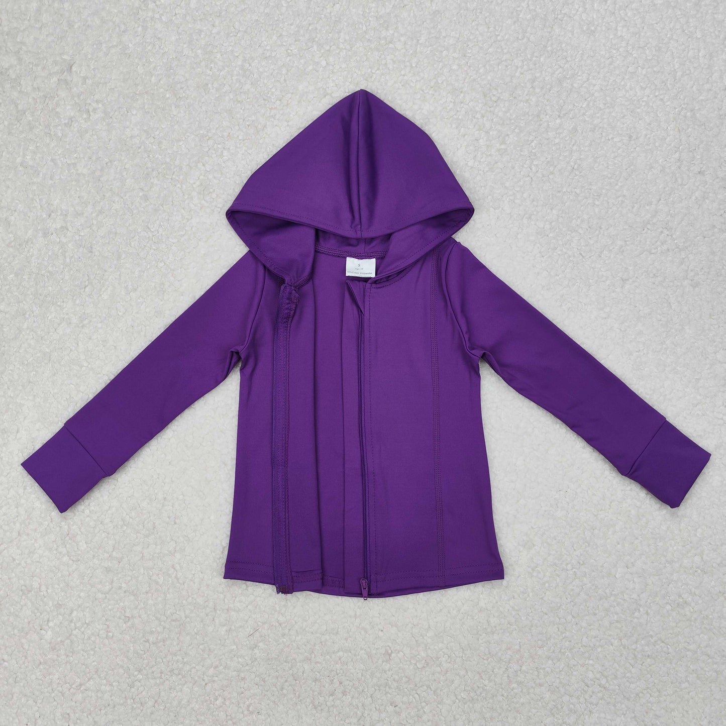 GT0807 Baby Girls Purple Long Sleeve Zipper Yoga Active Hoodie Jackets Top